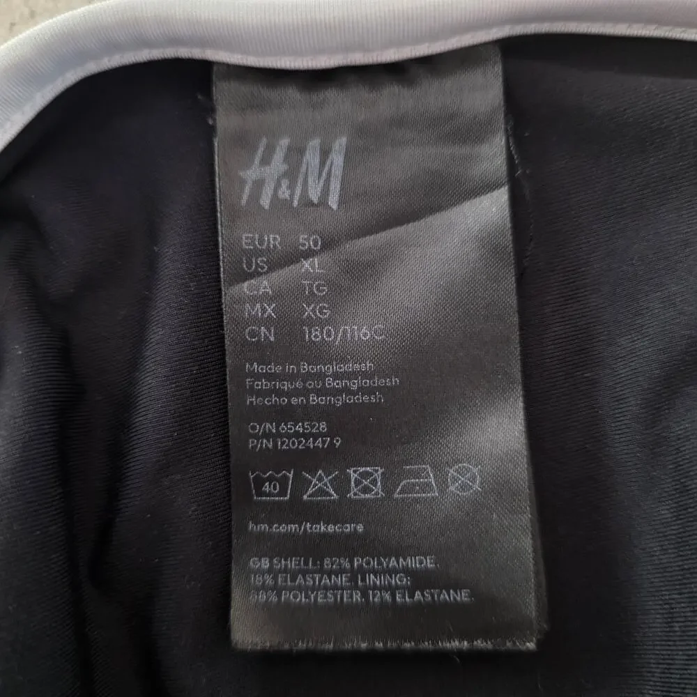 H&M Black & White Contrast Trim One Piece Bathing Suit Size XL